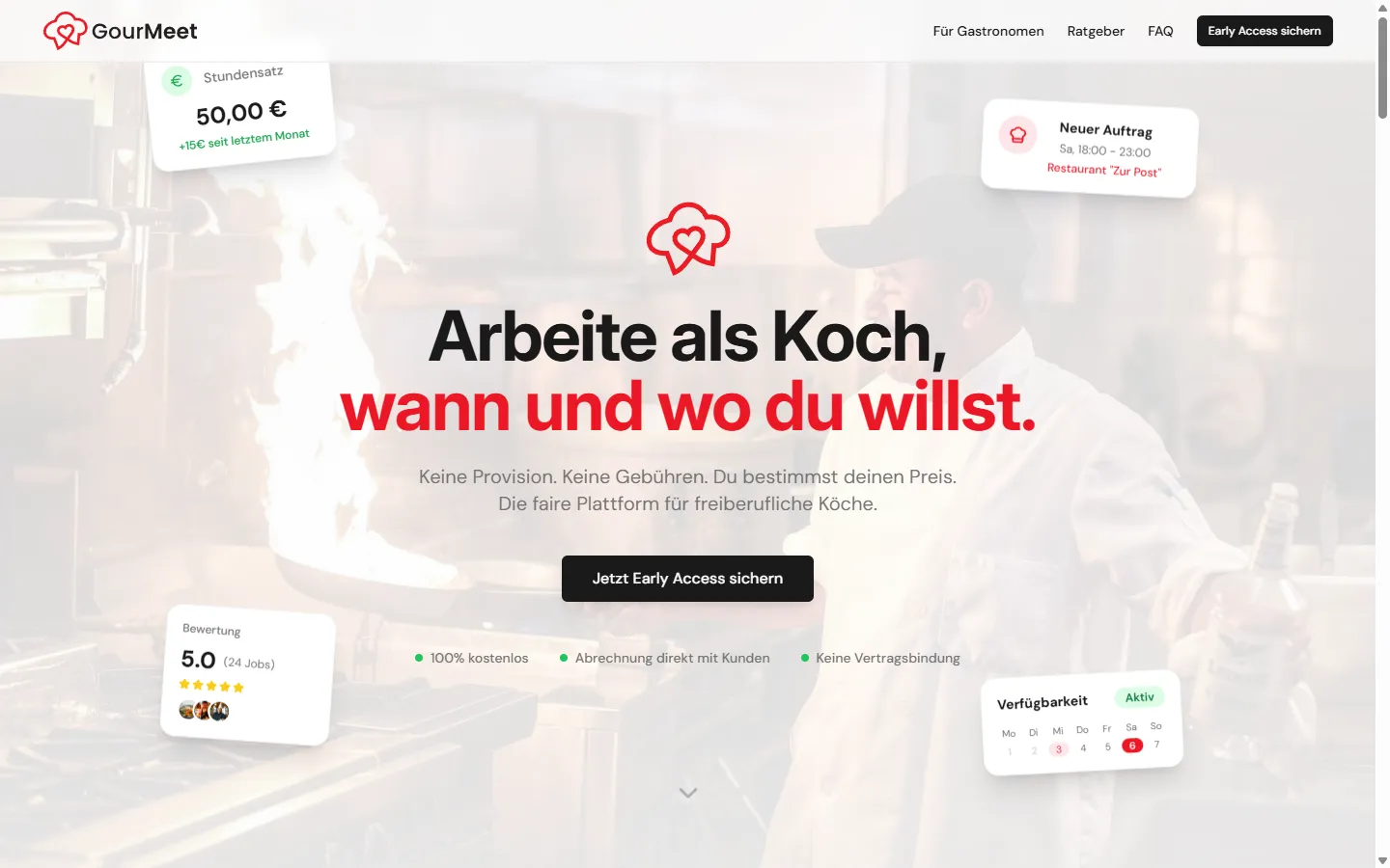 Gourmeet Plattform — die Landing Page live unter gourmeet.me